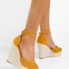 Sandale cu platforma tip espadrile Jolyne galbene-Sandale cu platforma-Espadrile cu platforma
