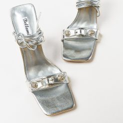 Sandale cu toc Adriano Argintii 5