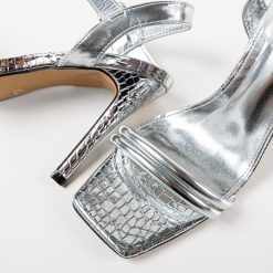 Sandale cu toc Alecia Argintii 5