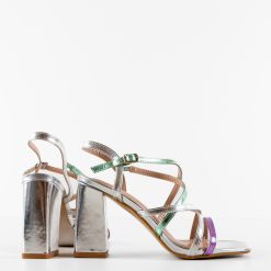 Sandale cu toc Amahle Argintii 5