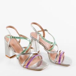 Sandale cu toc Amahle Argintii 6