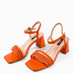 Sandale cu toc Anna Portocalii 6