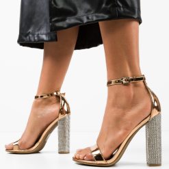 Sandale cu toc Archer Aurii 2 1 1