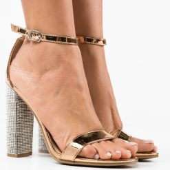 Sandale cu toc Archer Aurii 2 3