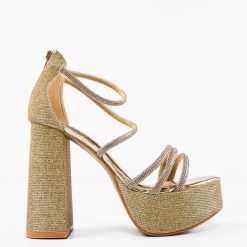Sandale cu toc Asenneth Aurii 3
