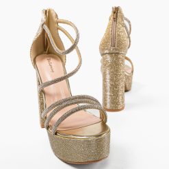 Sandale cu toc Asenneth Aurii 4
