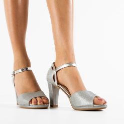 Sandale cu toc Berhane Argintii 2