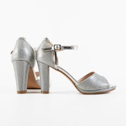 Sandale cu toc Berhane Argintii 4