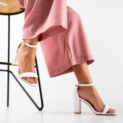 Sandale cu toc Bethan Albe 2