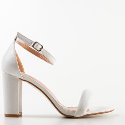 Sandale cu toc Bethan Albe 3