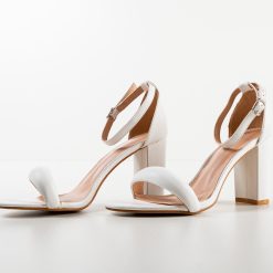 Sandale cu toc Bethan Albe 4