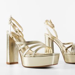 Sandale cu toc Brayo Aurii 4