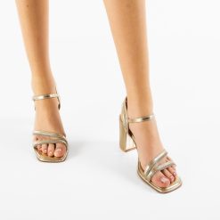 Sandale cu toc Chris Aurii 2 1 1