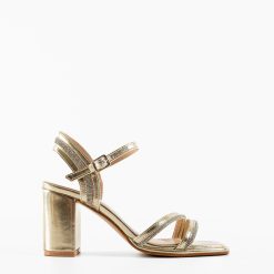 Sandale cu toc Chris Aurii 2 3