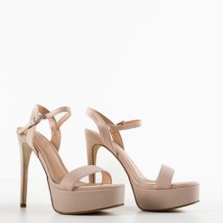 Sandale cu toc Chrysa Bej 4