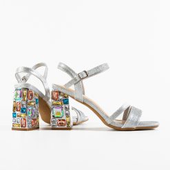 Sandale cu toc Esen Argintii 4