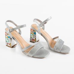 Sandale cu toc Esen Argintii 6