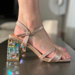 Sandale cu toc Esen Aurii 2 1 1