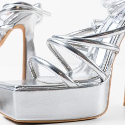 Sandale cu toc Everly Argintii 5