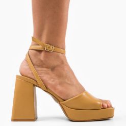 Sandale cu toc Flaviana Camel 3