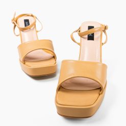 Sandale cu toc Flaviana Camel 4