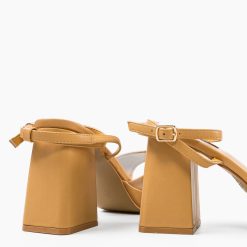 Sandale cu toc Flaviana Camel 7
