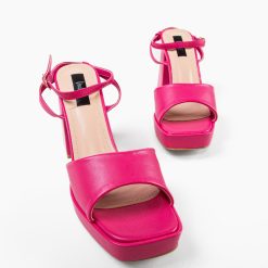 Sandale cu toc Flaviana Fuchsia 5