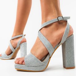 Sandale cu toc Florence Argintii 3