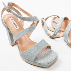 Sandale cu toc Florence Argintii 6