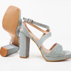 Sandale cu toc Florence Argintii 7