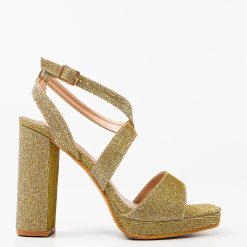 Sandale cu toc Florence Aurii 3