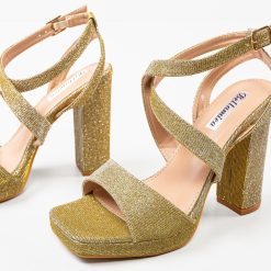 Sandale cu toc Florence Aurii 4