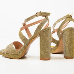 Sandale cu toc Florence Aurii 5