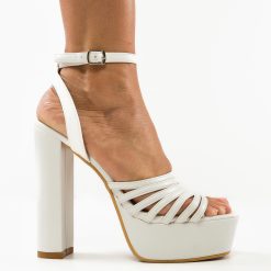 Sandale cu toc Gayatri Albe 3