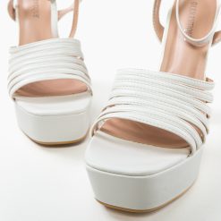 Sandale cu toc Gayatri Albe 4