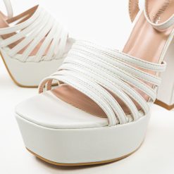 Sandale cu toc Gayatri Albe 5