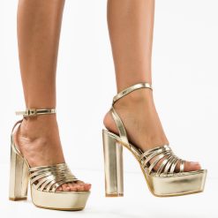 Sandale cu toc Gayatri Aurii 3