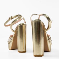 Sandale cu toc Gayatri Aurii 6