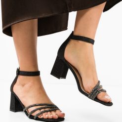 Sandale cu toc Geirmun Negre 5