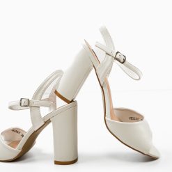 Sandale cu toc Glenna Albe 4