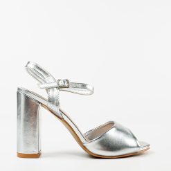 Sandale cu toc Glenna Argintii 3