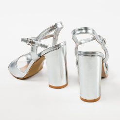Sandale cu toc Glenna Argintii 5