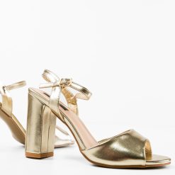 Sandale cu toc Glenna Aurii 7