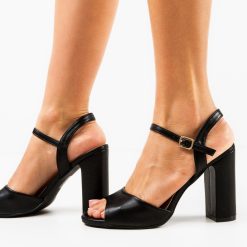 Sandale cu toc Glenna Negre 2