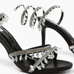 Sandale cu toc Heather Negre 4