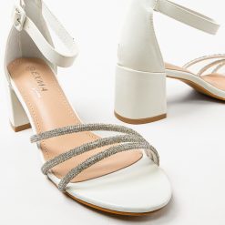 Sandale cu toc Irakliy Albe 4