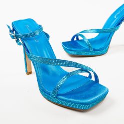 Sandale cu toc Jian Albastre 5