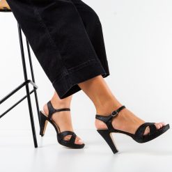Sandale cu toc Jisko Negre 2
