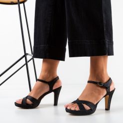 Sandale cu toc Jisko Negre 3