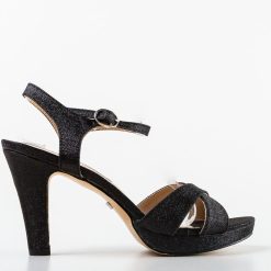 Sandale cu toc Jisko Negre 4